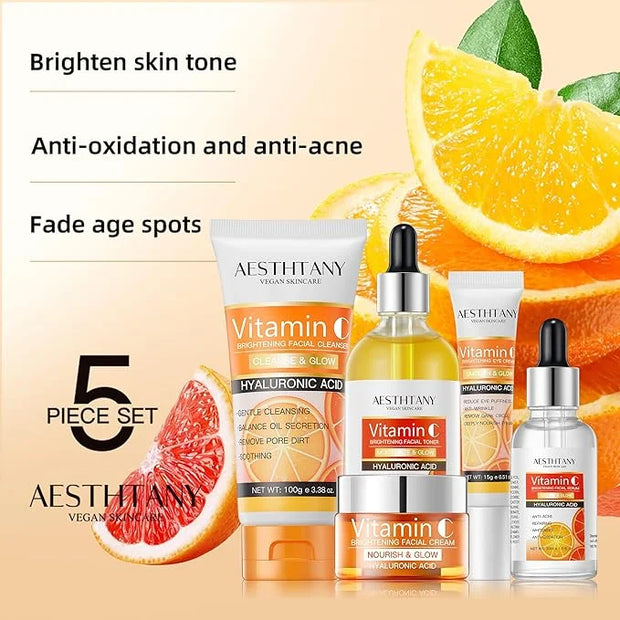 Vitamin C Skin Care Set Moisturizing Hyaluronic Acid Skin Care Kit 5PCS For Women Beauty Set Gift Set - Product Image