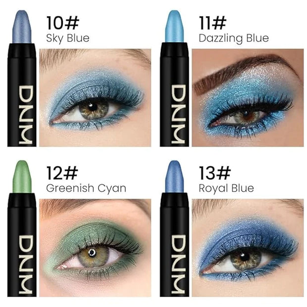 evpct 4Pcs Cream Blue Eyeshadow Stick Pencil Set for Eyes Waterproof Sky Blue Dazzling Blue Greenish Cyan Royal Blue Shimm...