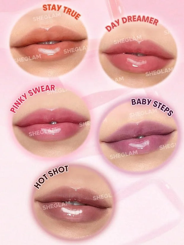 SHEGLAM Jelly Wow Tinted Lip Oil Plumping Lip Gloss Natural -Pinky Swear - Product Image