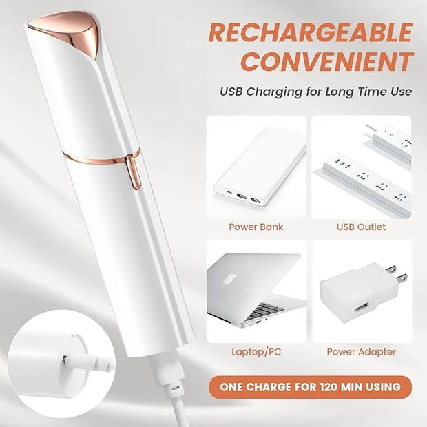 Facial Hair Removal for Women- as Seen on TV Painless Face Shaver -Painless Womens Facial Hair Remover with 2 Replacement ...