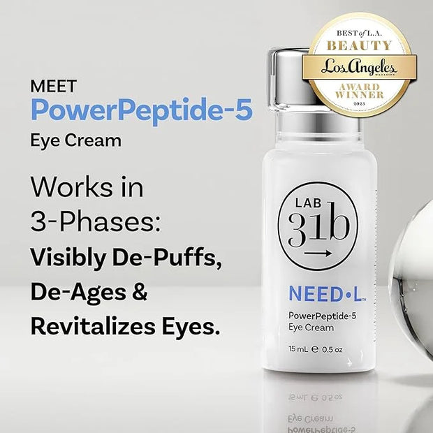 PowerPeptide-5 Eye Cream, Anti Aging Skin Care with Hyaluronic Acid, Peptides for Under Eye Circles, Wrinkles, Dewy, Soft,...