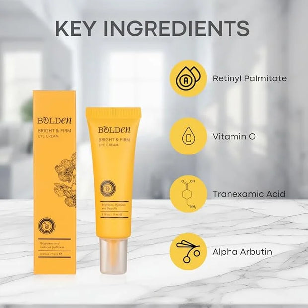 BOLDEN Bright & Firm Eye Cream | Under Eye Cream for Dark Circles & Puffiness | Hydrates and Improves Wrinkles | Fragrance...