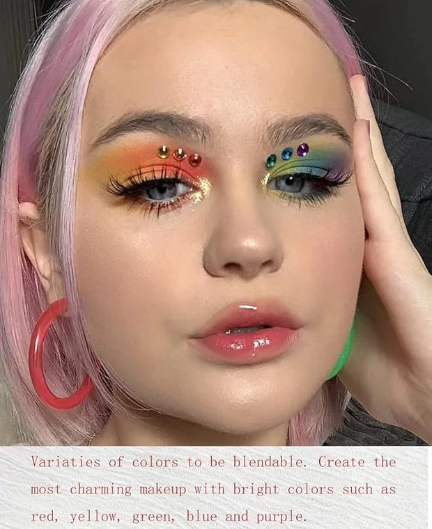 Rainbow Eyeshadow Palette - 9 Colors, High Pigmented, Bright Neon, Waterproof & Natural Finish - Product Image