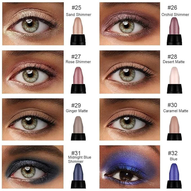 Kaely 8Pcs Cream Eyeshadow Stick Set for Eyes,Sand Orchid Rose Desert Ginger Caramel Midnight Blue Blue,Halloween Makeup,M...