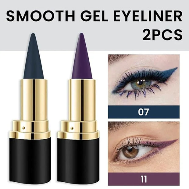 Kaely 2Pcs Dark Blue Purple Gel Eyeliner Pencils Set,Waterproof Color Colored Eye Liner Crayon,Cat Eye Stencil Gothic Hall...