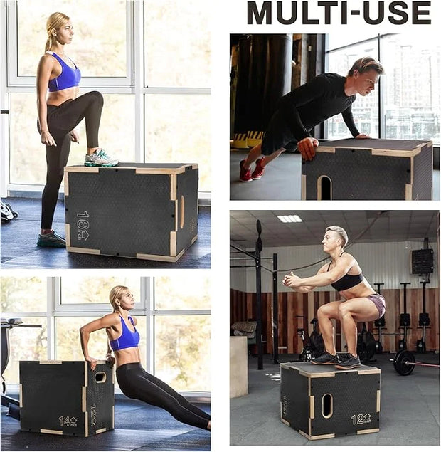 3 in 1 Non-Slip Wooden Plyo Box Plyometric - Product Image