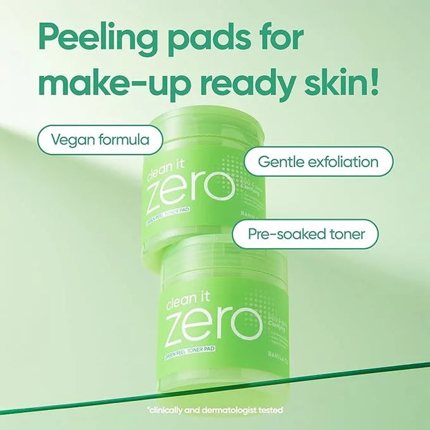BANILA CO Clean it Zero Green Peel Toner Pad | Vegan Korean Dual Textured for Gentle Exfoliating | Green Complex and LHA t...