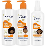 Dove Shampoo and Conditioner Set + Detangler Spray for Kids - Kids Hair Love Collection, Shampoo and Conditioner, Curly an...
