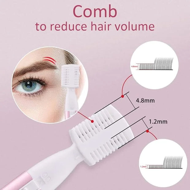 Eyebrow Trimmer, Facial Hair Trimmer Precision Detailer with Rinseable Blade, Battery Powered Double-Sided Eyebrow Razor w...