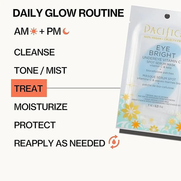 Pacifica Undereye Spot Serum Mask – Bright Eye Vitamin C Mask for Dark Circles & Hydration, Brightening Under Eye Treatmen...