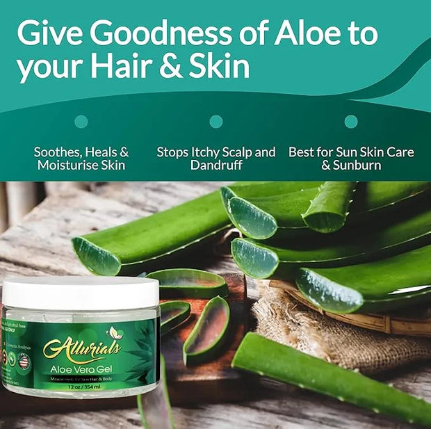 100% Pure & Organic Aloe Vera Gel, Clinically tested & Dermatologist approved, Hydrates & Heals Dry & Damaged Skin & Hair-...