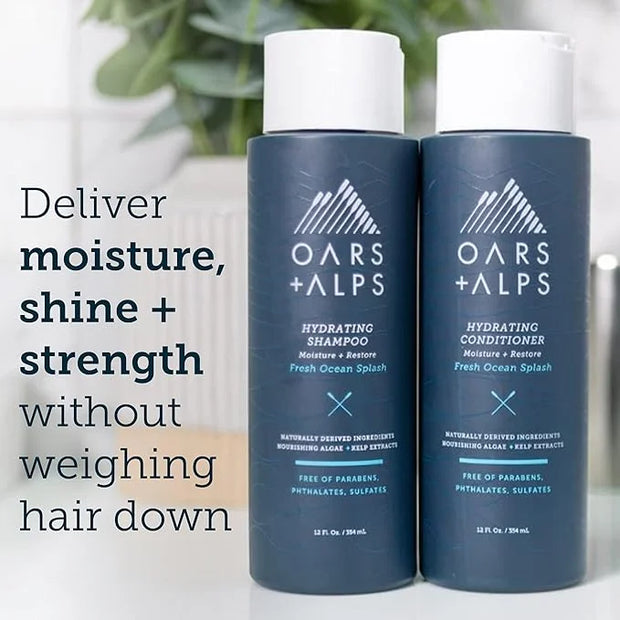 Oars + Alps Men's Sulfate Free Hair Shampoo and Conditioner Set, Infused with Kelp and Algae Extracts, Fresh Ocean Splash,...