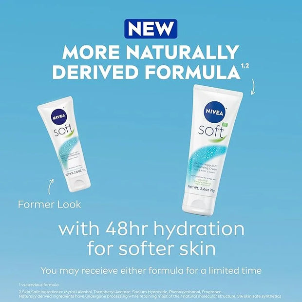 NIVEA Soft Refreshingly Soft Moisturizing Cream, Lightweight Moisturizer for Face, Body and Hands, Body Cream Enriched wit...