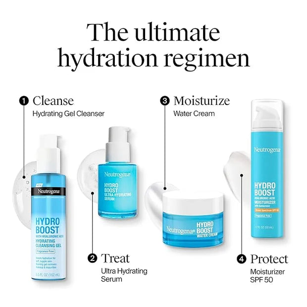 Neutrogena Hydro Boost Skincare Set, Hydro Boost Fragrance Free Water Cream Face Moisturizer, 1.7 fl oz, & Trial Size Hydr...