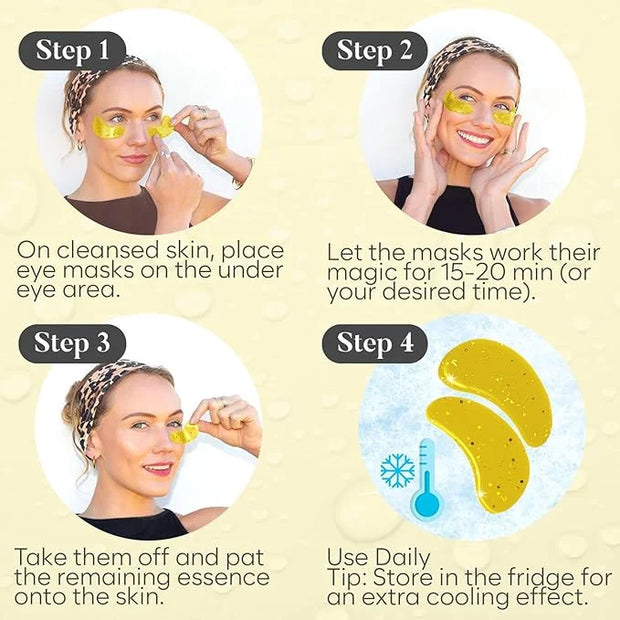 Under Eye Patches for Puffy Eyes and Dark Circles, Gel Eye Masks with Caffeine, Collagen & Vitamin C, Deeply Moisturizing,...