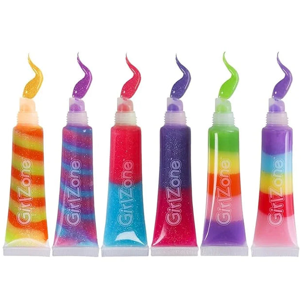 GirlZone Rainbow Fruity Lip Gloss Makeup Set for Kids and Girls, Fabulous Lip Balm Set for Kids with 6 Fruit Scented Lip G...