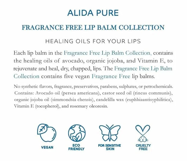 Fragrance Free Lip Balm, Vegan Lip Lips