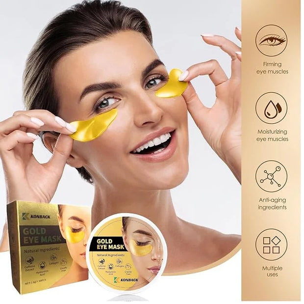24K GOLD Eye Mask - 60 Pcs Collagen Under Eye Mask,Puffy Eyes and Dark Circles Treatments, Reduce Wrinkles and Fine Lines ...