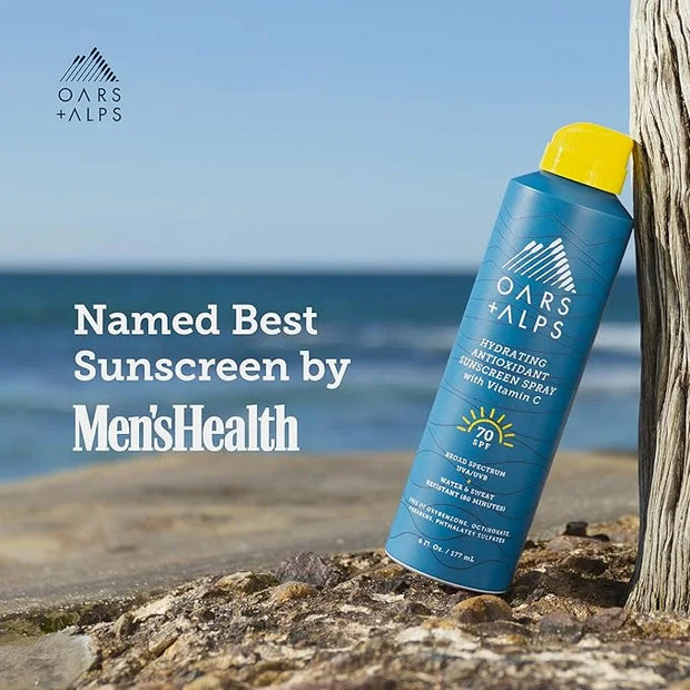 Oars + Alps Sunscreen Spray for Face & Body, SPF 70 Spray Sunscreen Infused with Vitamin C & Antioxidants, No White Residu...