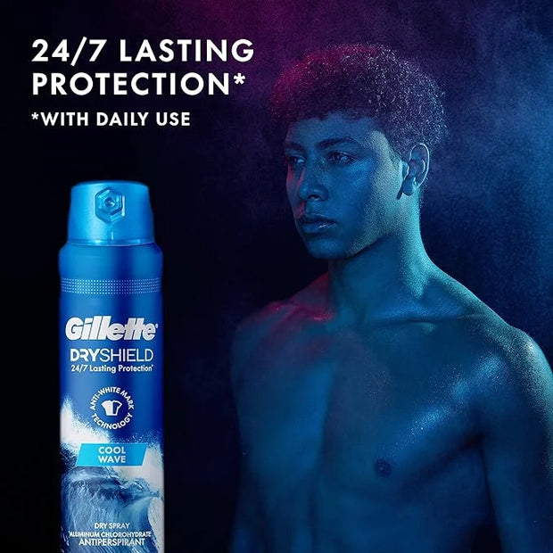 Gillette Dry Spray Antiperspirant and Deodorant for Men, 24/7 Sweat & Odor Protection, Anti-White Mark Technology, Cool Wa...