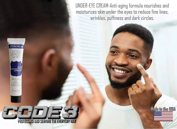 CODE 3 Eye Protection for Men- Best Nourishing Anti-Aging Eye Cream with Caffeine and Hyaluronic Acid to Reduce Puffiness,...