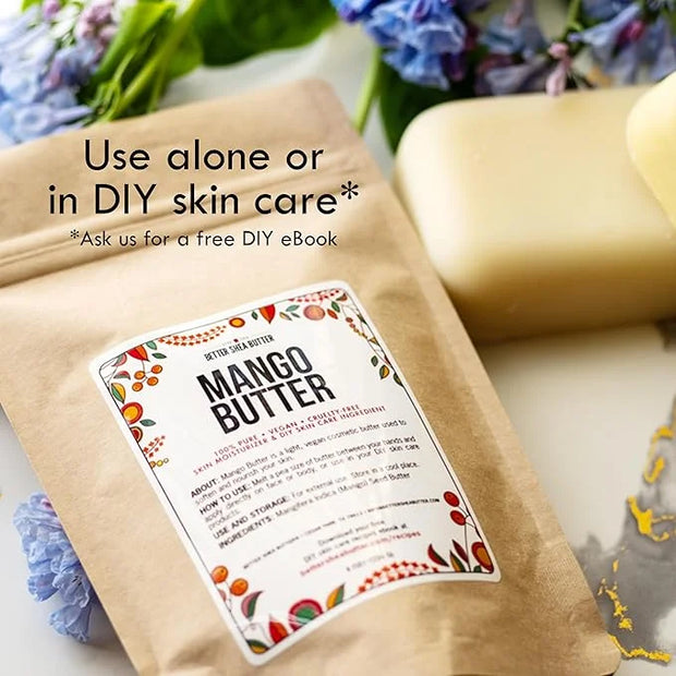 Raw Mango Butter - 100% Natural Skin and Hair Moisturizer - Use with Shea in DIY Whipped Body Butter, Mango Body Lotion, L...