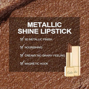 Oulac Dark Brown Lipstick for Women with Metallic 3D Shine Lightweight Hydrating Formula, High Impact Lip Color, Vegan Bea...