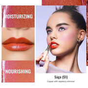 Oulac Moisture Shine Bright Red Lipstick - 2 in 1 Shimmer Lipstick & Lip Balm, Juicy & Glossy Finish, Long Lasting Hydrati...