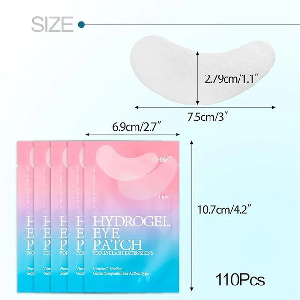 110 Pairs C. ARTIST 100% Natural Eyelash Extension Under Eye Gel Pads patches kit Collagen Aloe Vera Hydrogel Eye Patches ...