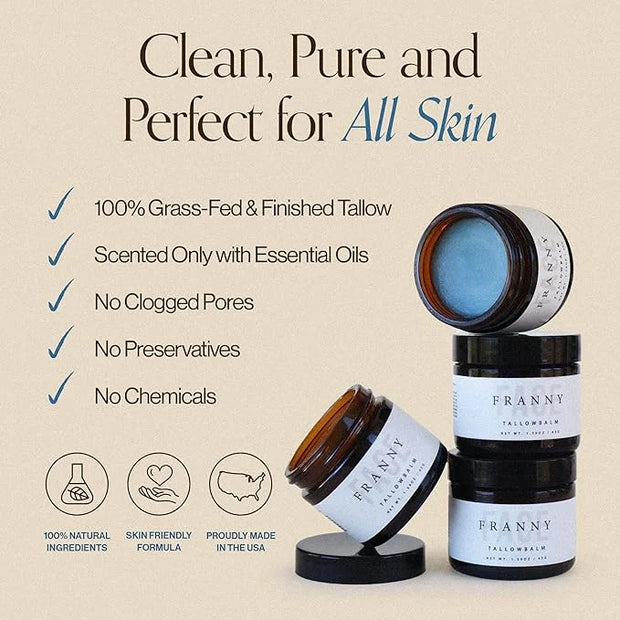 Beef Tallow For Face & Body | Grass Fed & Finished Beef Tallow Balm Infused with Essential Oils (Lavender, Jojoba) | Face ...