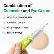 Tinted Eye Cream for Dark Circles, Korean Undereye Cover & Care Dual Action Concealer, Hydrating Formula with Niacinamide,...