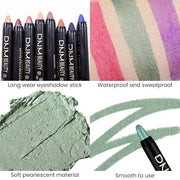 evpct Green Shimmer Cream Eye Shadow Brightener Sticks Set for Eyes, Green Shimmery Matte Pencil Eye shadow Applicator Sti...