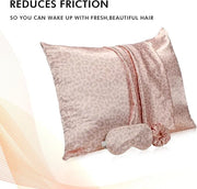 2 Pack Satin Pillowcase with Latent Zipper, Adjustable Satin Eye Mask for Sleeping and Satin Volume Scrunchie for Hair and...