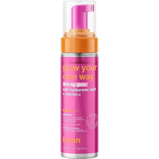 b.tan Clear Self Tanner Foam | Glow Your Own Way - Rinse Free, Best 1 Hour Express Sunless Tanning Water Mousse, Dark, No ...