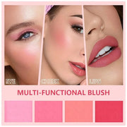 Quads Blush Makeup Palette, Matte Pressed Powder Blushes Palette, Lip & Face Paint Palette for Women, Lasting Light Pink &...