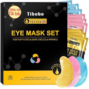 Under Eye Patches(24 Pairs), 24K Gold, Caffeine, Retinol Eye Masks for Puffy Eyes, Wrinkles, Dark Circles, Undereye Bags T...