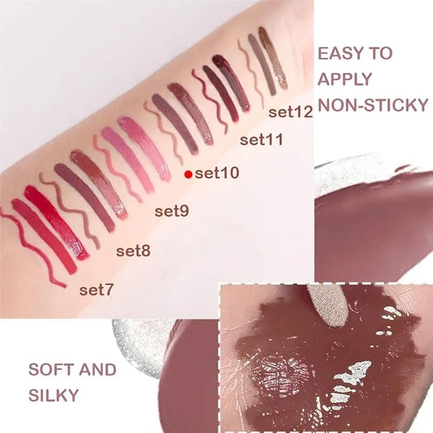 3-in-1Mocha Brown Matte Lip Stain Kit | Waterproof Lip Liner + Hydrating Matte Lip Gloss + Nourishing Lip Oil | Long Lasti...