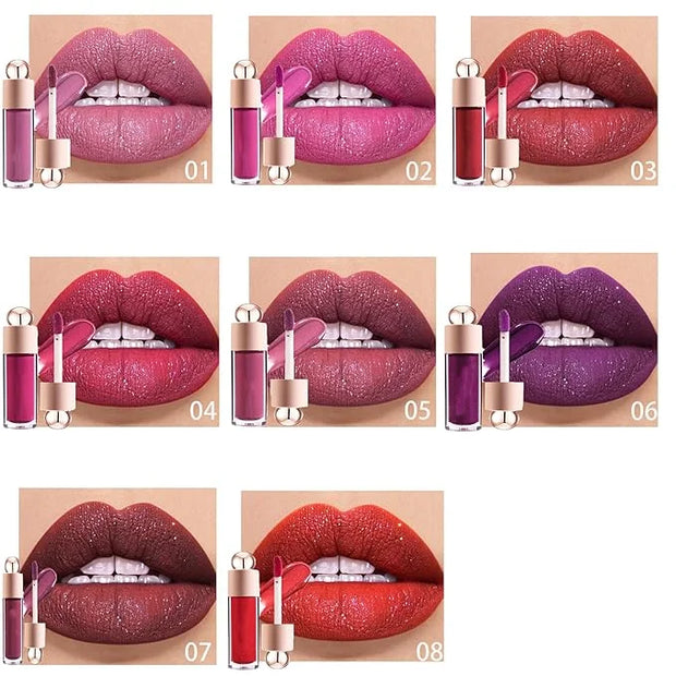 Shimmer Lip Gloss,Shine Liquid Lipstick Glossy Shimmer Finish, Glitter Sparkly Smooth Primer Lip Tint,Moisturizing Matte L...