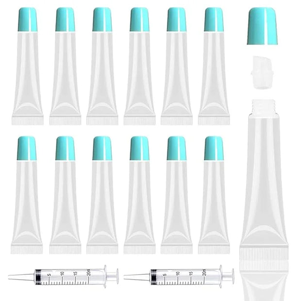 AMORIX 50PCS Lip Gloss Tubes 15ml Blue Lip Gloss Containers Empty Lip Balm Tubes Refillable Cosmetic Squeeze Lipgloss Tube...