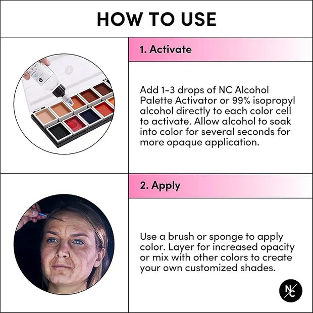 12 Color Dark Flesh Tone Alcohol Activated Makeup