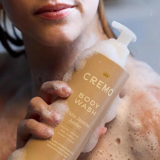 Cremo White Jasmine Amber Skin Moisturizing Body Wash for Women, Notes of White Jasmine, Red Currant, and Sweet Amber, 16 ...