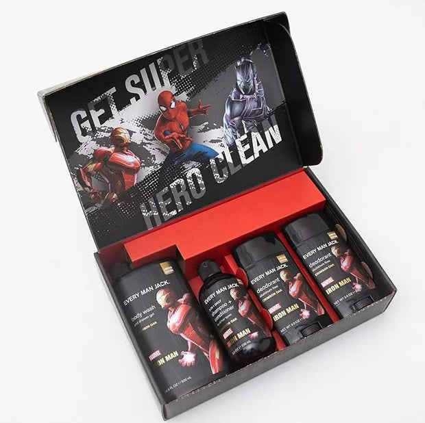 Every Man Jack Iron Man Body Set - Perfect for Every Guy & Marvel-Lover - Bath and Body Marvel Gift Set with Clean Ingredi...