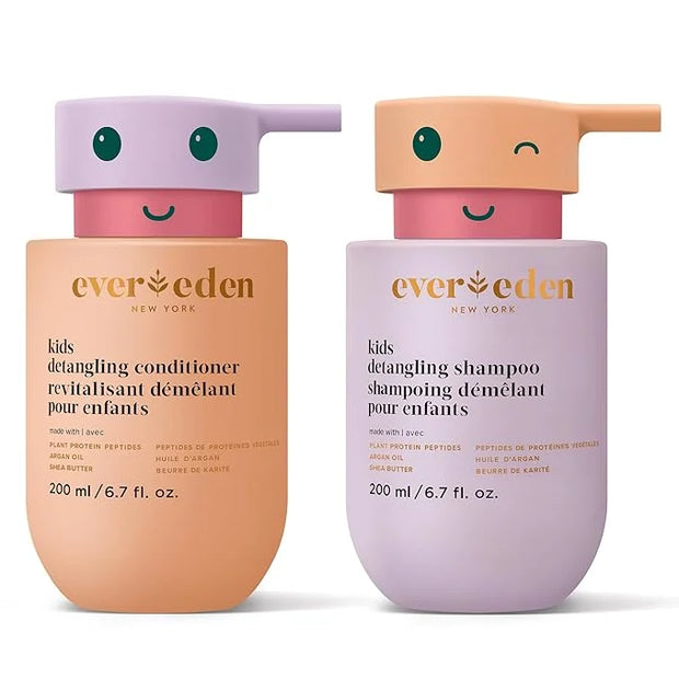 Evereden Kids Haircare Set: Hair Detangling Shampoo & Conditioner for Children Ages 3+, Plant Protein Peptides & Argan Oil...