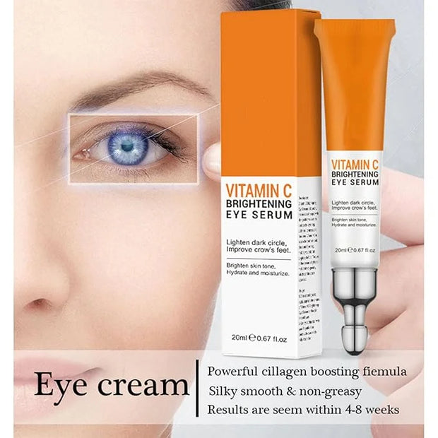 Vitamin C Eye Cream for Dark Circles, Fine Lines Puffiness Crow's Feet Eye Bags Under Eyes Treatment for Women & Men, Adva...