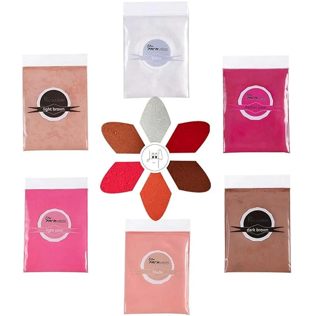 Lip Gloss Pigment Powder Natural Lip Dye 5 Colors x 10G and White Metallic Shimmer Pearl Glitter Pigment Powder for Lip Gl...