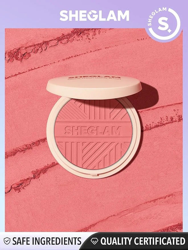 SHEGLAM Divine Flush Matte Blush Powder - Highly Pigmented, Non-Fading, Long Lasting, Lightweight Natural Blush for Face M...