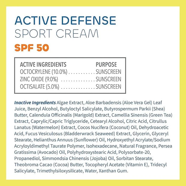 Seaweed Bath Co. Active Defense SPF 50 Sport Broad Spectrum Hybrid Sunscreen Cream, 3.4 Ounce (Pack of 2), Sustainably Har...