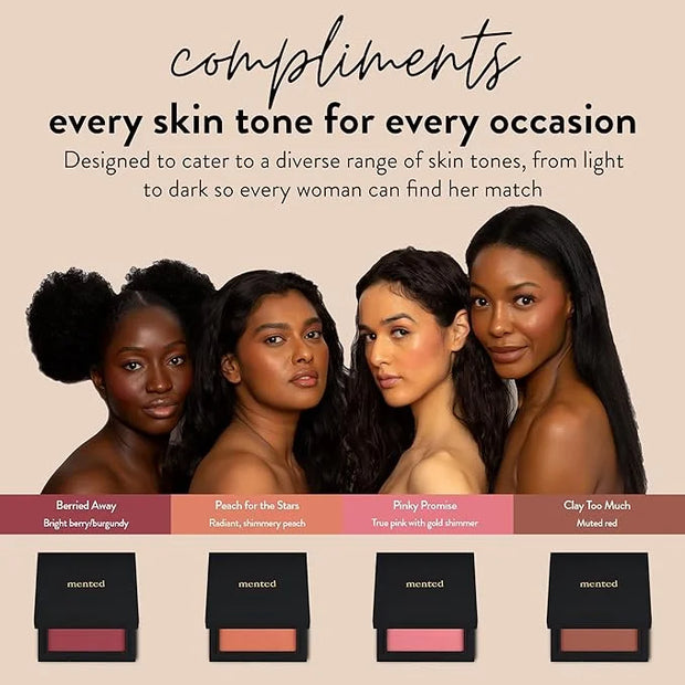 Mented Cosmetics Made in Italy, Cruelty Free Makeup, Vegan, Paraben Free, Shimmer Cheek Blush Palette for Face, Powder Fac...