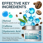 NUVADERMIS Caffeine Eye Cream with Retinol & Hyaluronic Complex – Anti-Aging Treatment – 1.7 oz – Made in the USA - Produc...