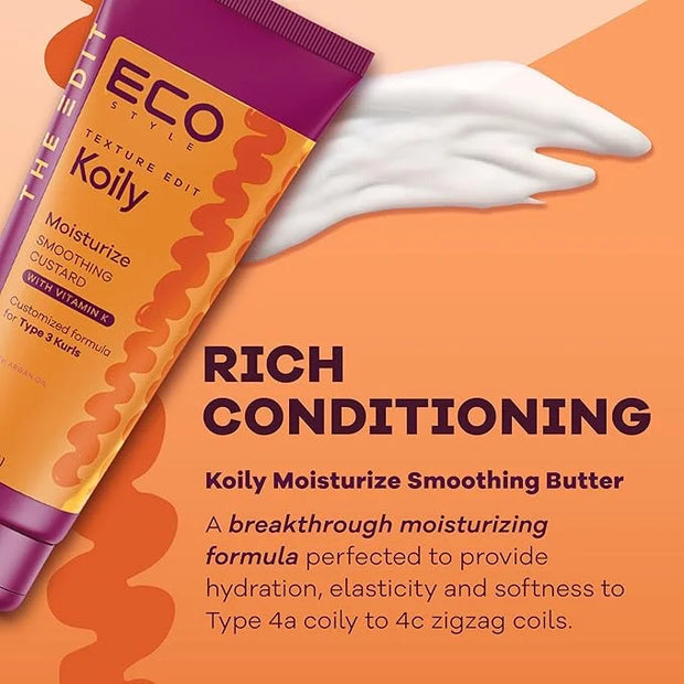 Eco Style, Texture Edit, Koily Moisturize Smoothing Butter for Type 4 curly hair - A sulfate-free, ultra-rich curly hair c...